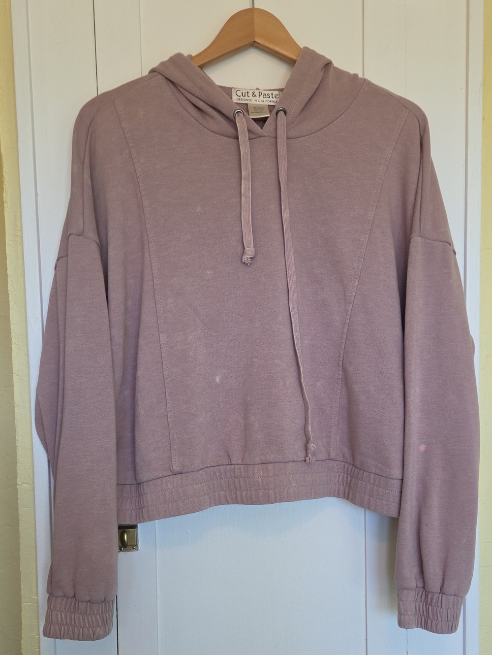 Cut & Paste Mauve Crop Hoodie Sweatshirt Size Xxl